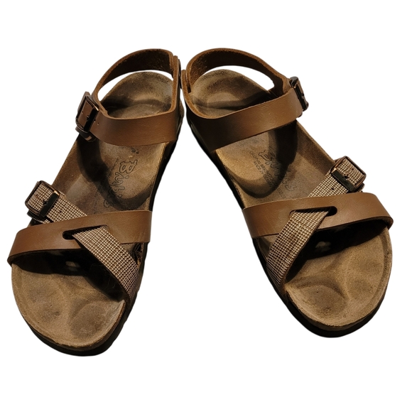 Birkenstock Shoes - Birkenstock Birki's Lillie Criss-cross Ankle Strap Brown Plaid Leather Sandals 7